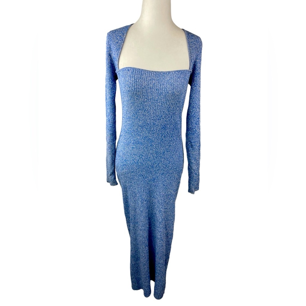 Ganni Textured Blue Midi Dress